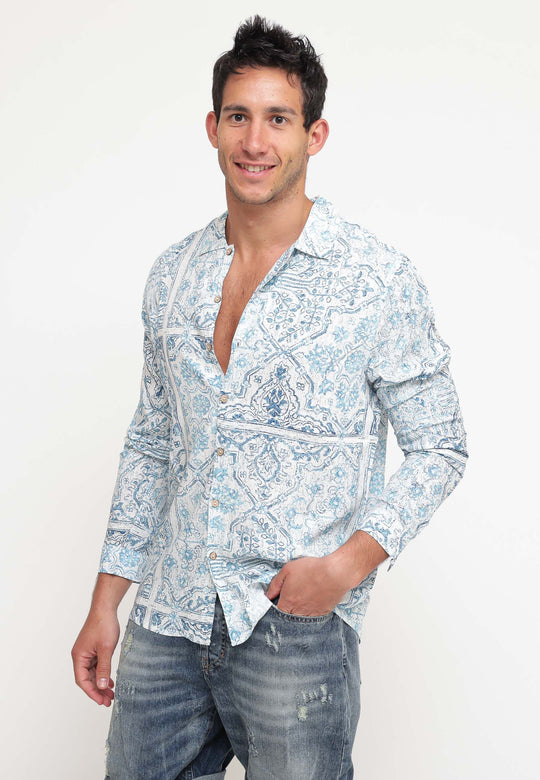 Bowling Shirt Long Sleeve Azulejos Off White