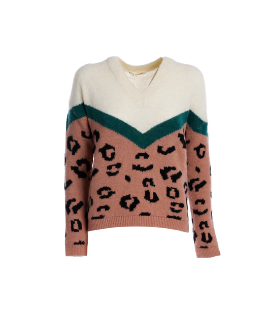 Scollo V Jacquard - Phard/Nero/Petrolio/Burro