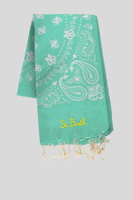 Foutas J N Jacquard Beach Towel Whit Fringe