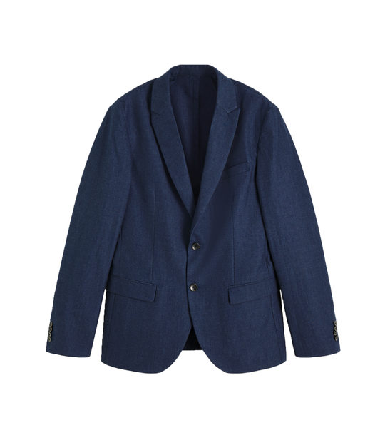Classic Single-Breasted Chambray Blazer