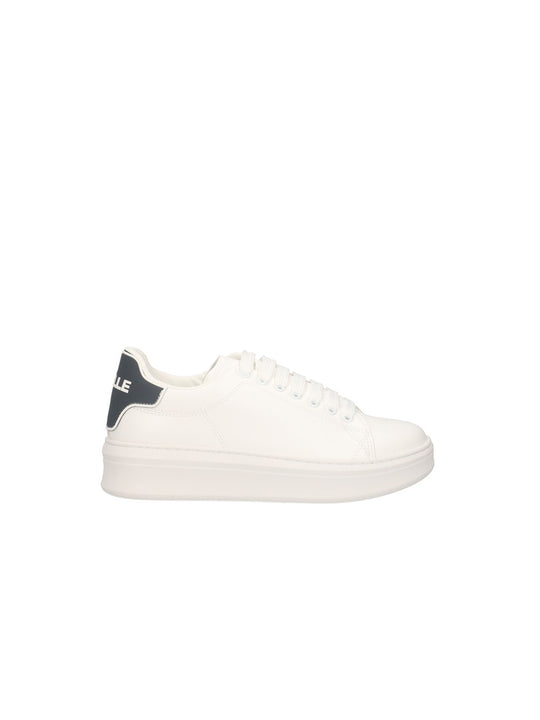 Sneakers Addict In Ecopelle Con Rubber Patch - Bianco Nero