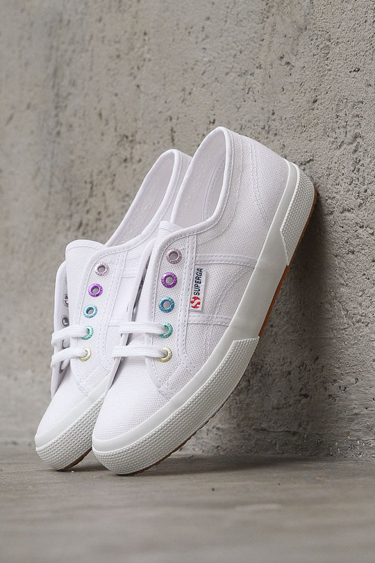 Colorful Eyelets - Bright Multicolor White