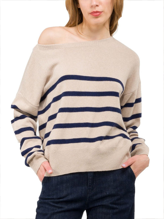 Scollo Barca Righe - Beige Blu