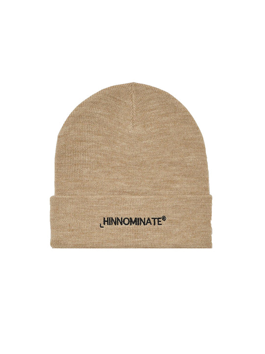 Cappello In Lana E Acrilico Con Ricamo Sul Davanti - Nocciola