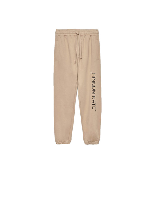 Pantalone In Felpa Con Elastico Al Fondo E Stampa - Nocciola