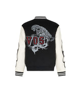 Black College Jacket with Tiger Logo Print