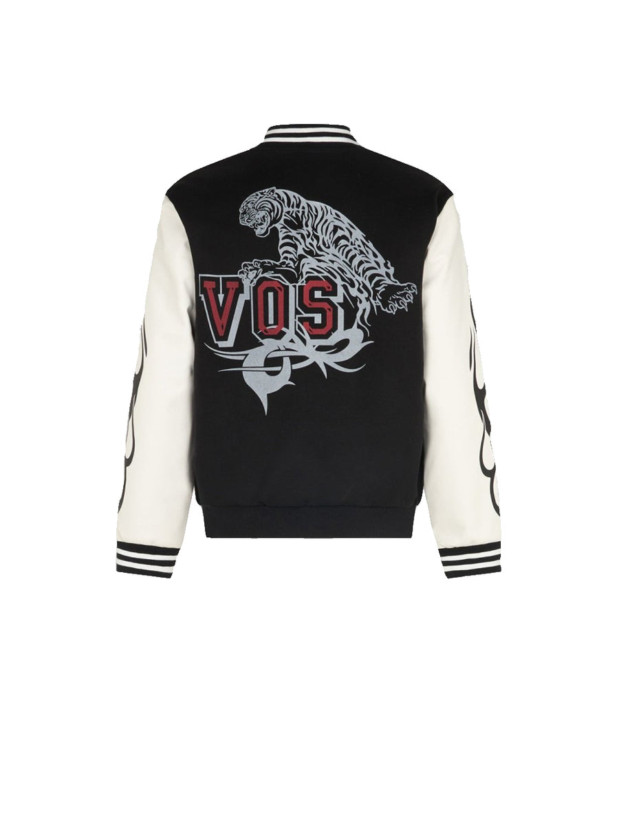Black College Jacket Whit Tiger Logo Print