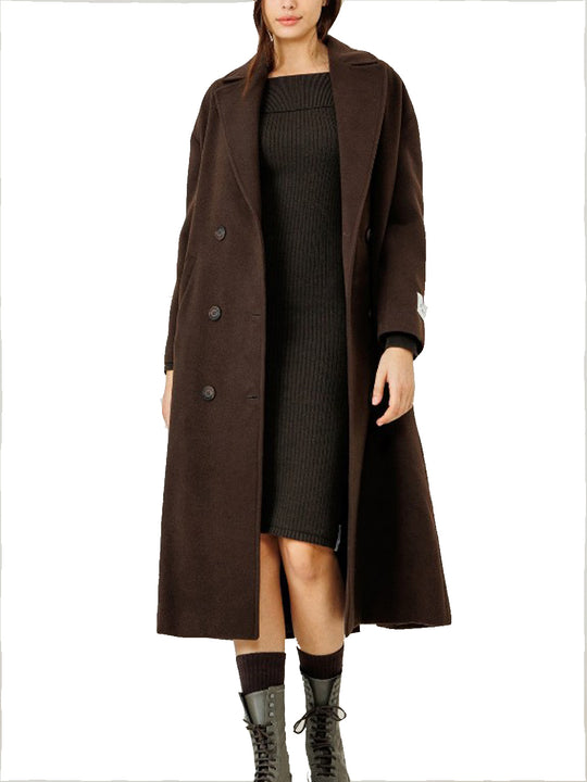 Cappotto In Panno Lungo Con Etichetta - Moro