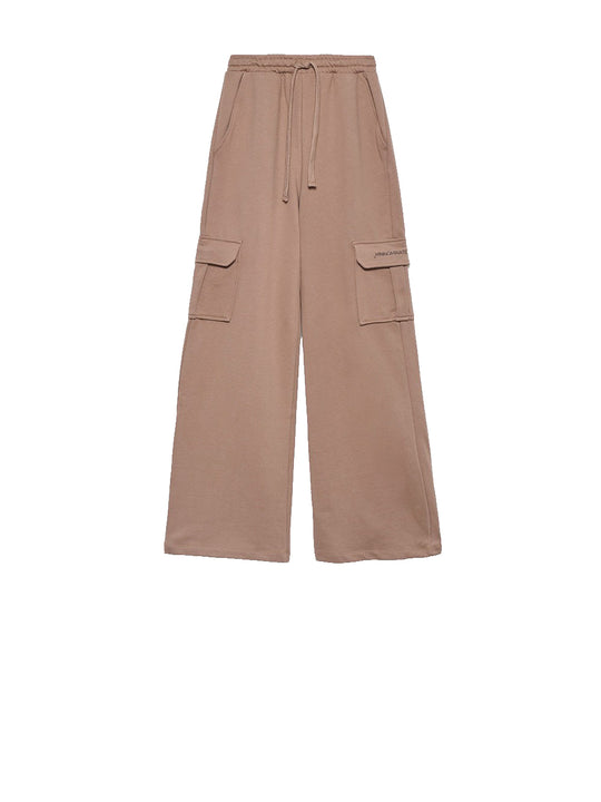 Pantalone A Palazzo In Felpa - Tortora