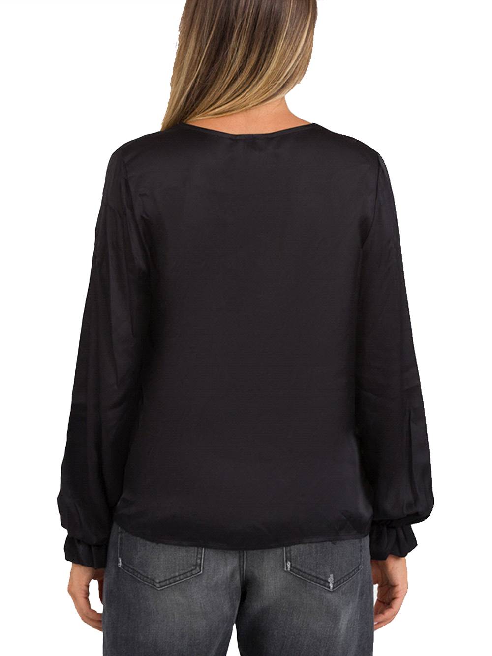 V-Neck Blouse - Black — 2