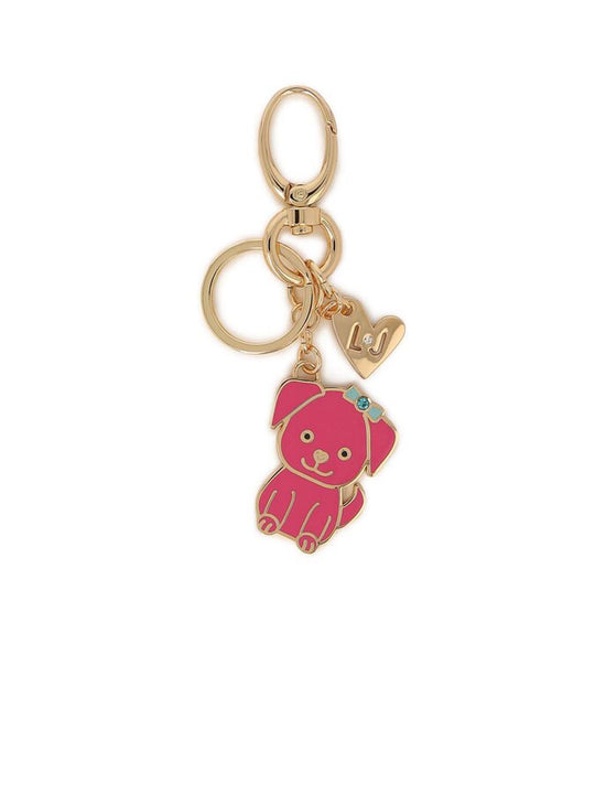 Dog Key Ring - Gold/Fuxia
