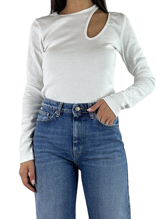 Maglia Manica Lunga Cutout - Bianco