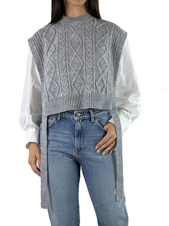 Gilet Trecce Spacchi - Grigio
