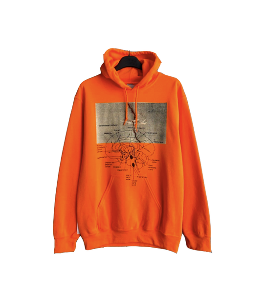 Brain Airplane Hooded Sweatshirt - Neon Orange