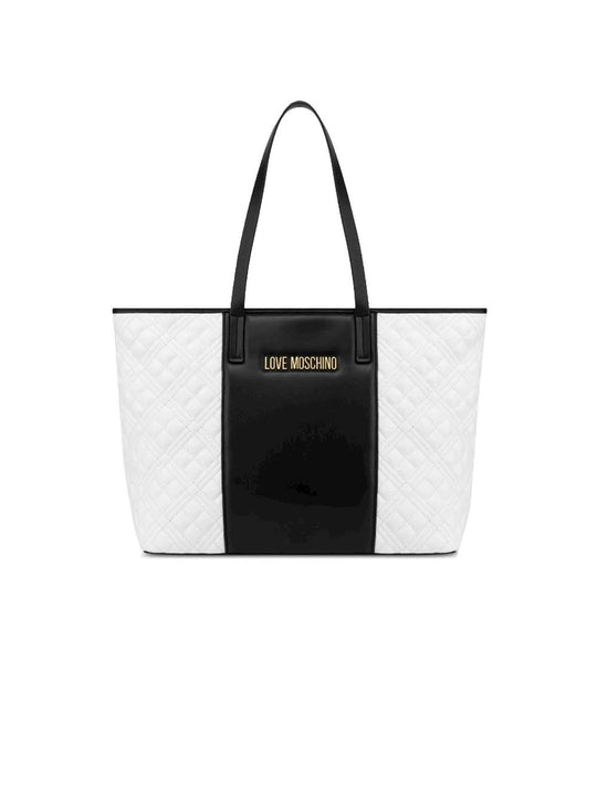 Borsa Quilted Pu Bicolor - Off White/Black