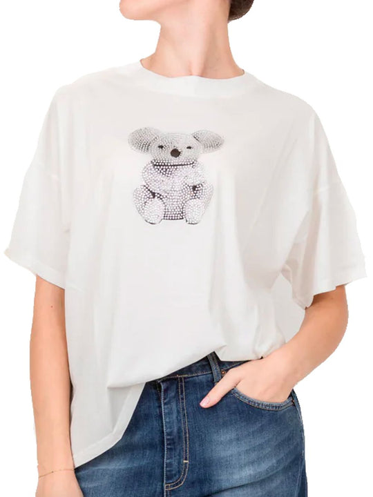 T-shirt Koala Strass - Bianco