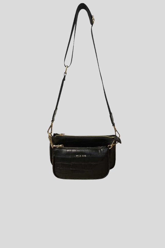 Multi Pochette Leather Stampa Cocco - Nero