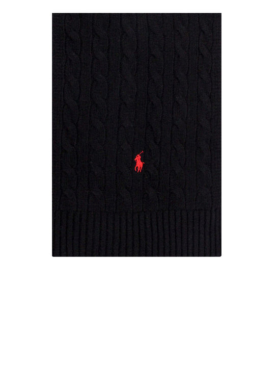 Classic Cable Scarf Oblong - Black