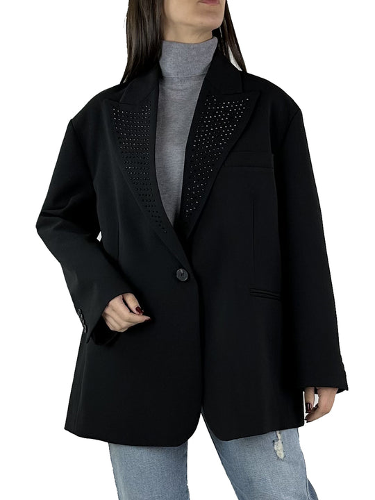 Giacca Over Strass - Nero