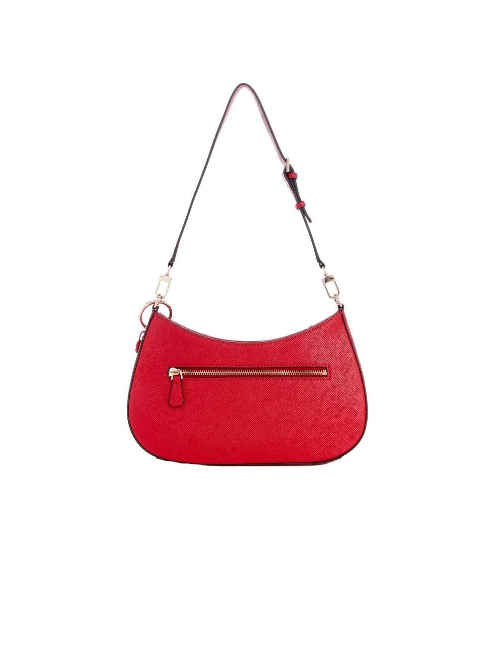 Guess Noelle Top Zip Shoulder Bag Red Rosso Donna
