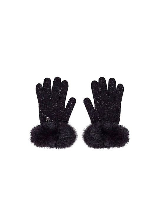 Guanti Maglia Con Fakefur - Nero