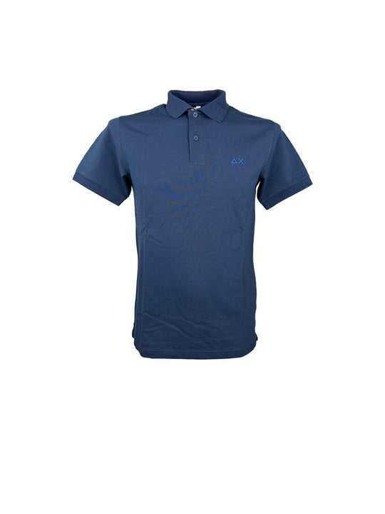 Polo Under Collar Print S/s - Navy Blue