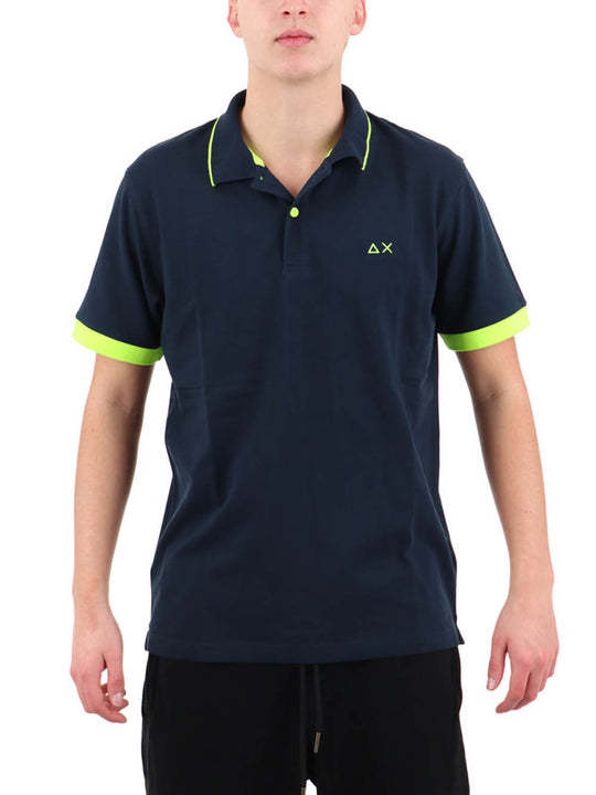 Polo Small Stripe Fluo S/s - Navy Blue