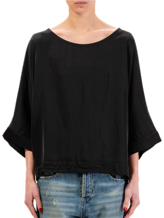 Blusa Spalla Scesa Raso - Nero