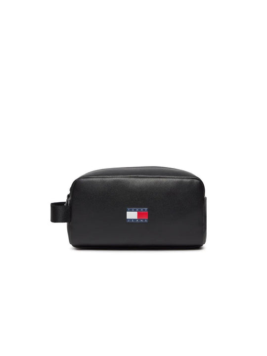 Tjm Heritage Leather Washbag - Black