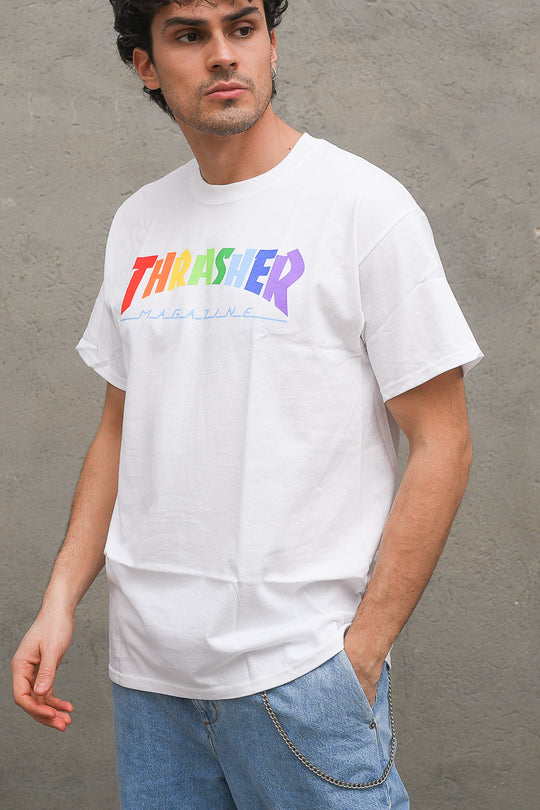 Thrasher Rainbow Mag Tee - White