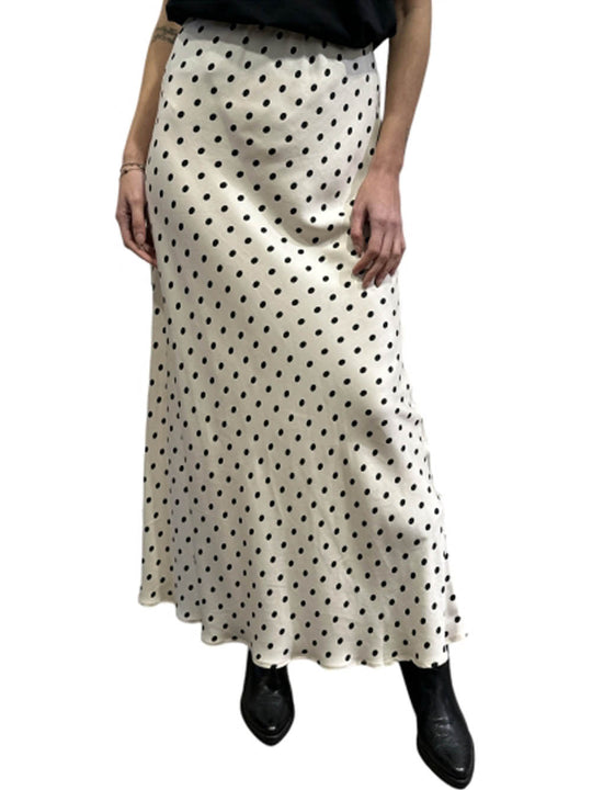 Gonna Satin Pois - Avorio Nero