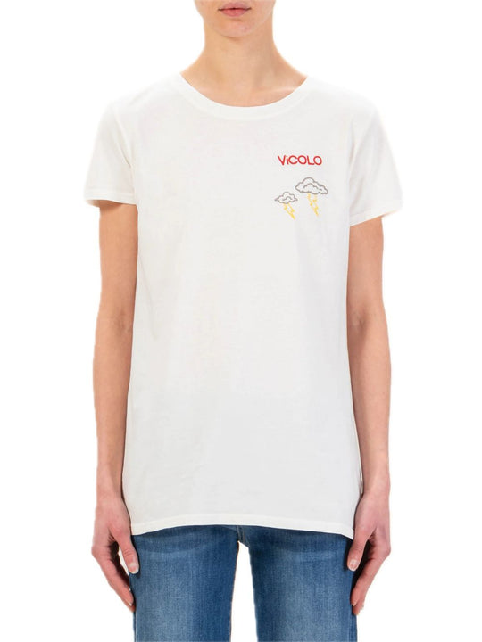 T-shirt Ricamo Nuvole Tuoni - Bianco