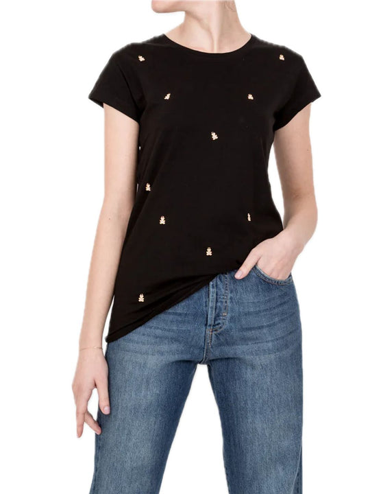 T-shirt Applicazioni Orsetto - Nero