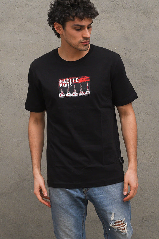 T-Shirt In Jersey Paricollo Mezza Manica - Nero