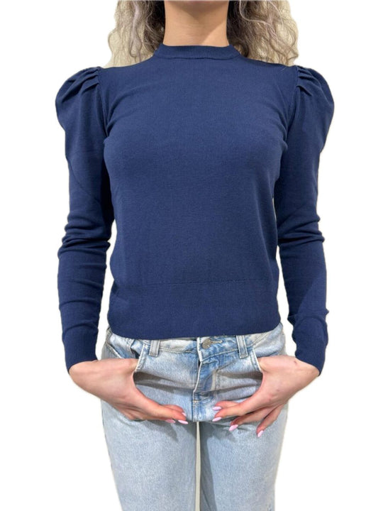 Maglia Girocollo Manica Sbuffo - Blu