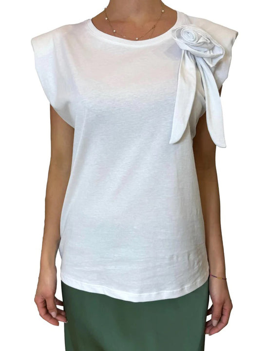 T-shirt Spalline Rosa - Bianco