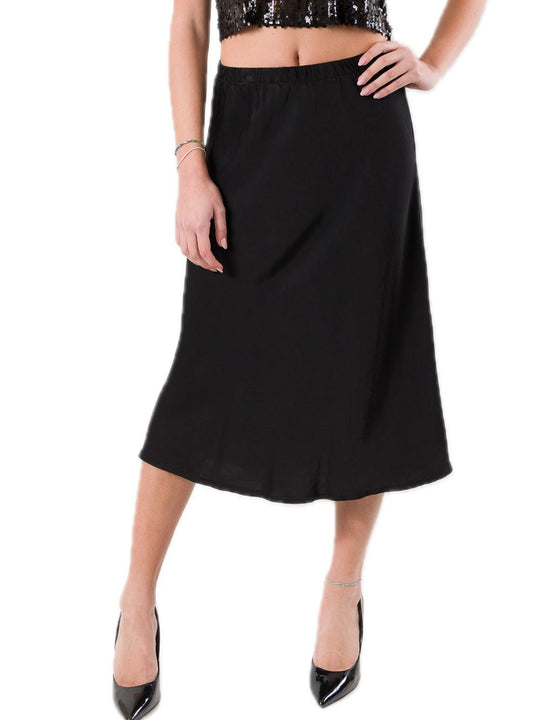 Gonna Longuette Raso- Nero