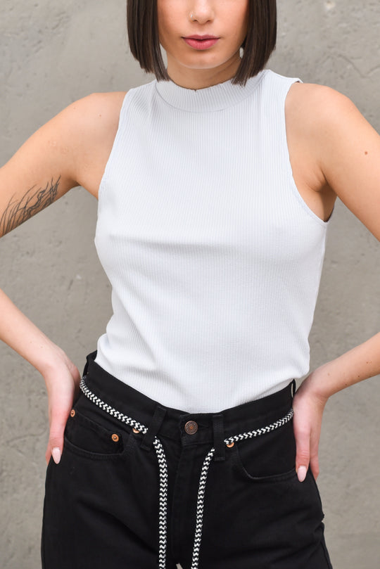 Ribbed Jersey Top - Light Blue