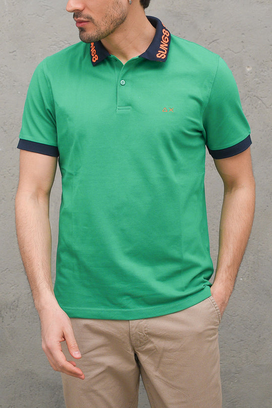 Polo Intarsia Collar El - Verde Prato