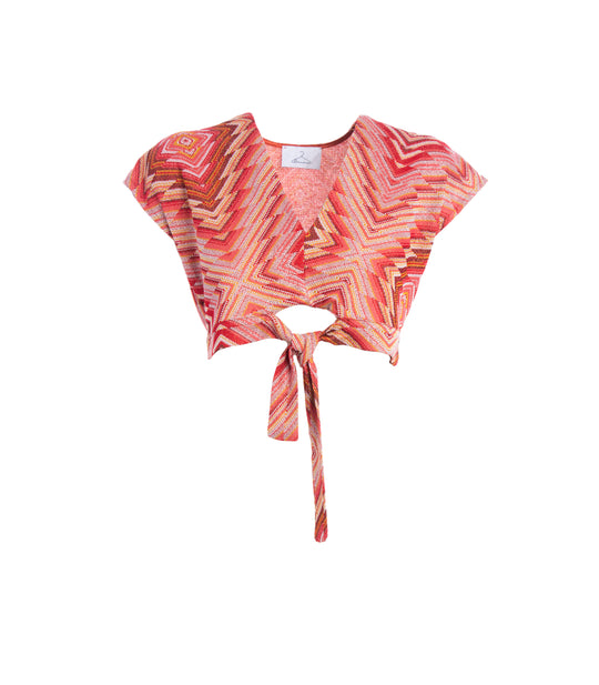 Top Fiocco Fantasia Geometria - Colore Unico