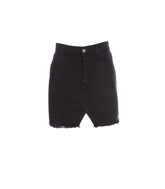 Minigonna Sfrangiata Donna - Nero