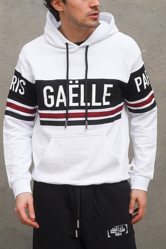 Felpa Cappuccio Con Inserti - Bianco