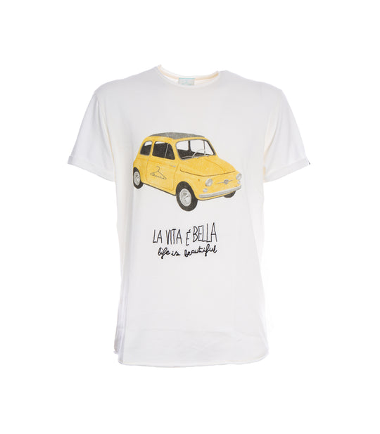 T-Shirt Uomo M/M 500 Scritta Ricamo - Latte