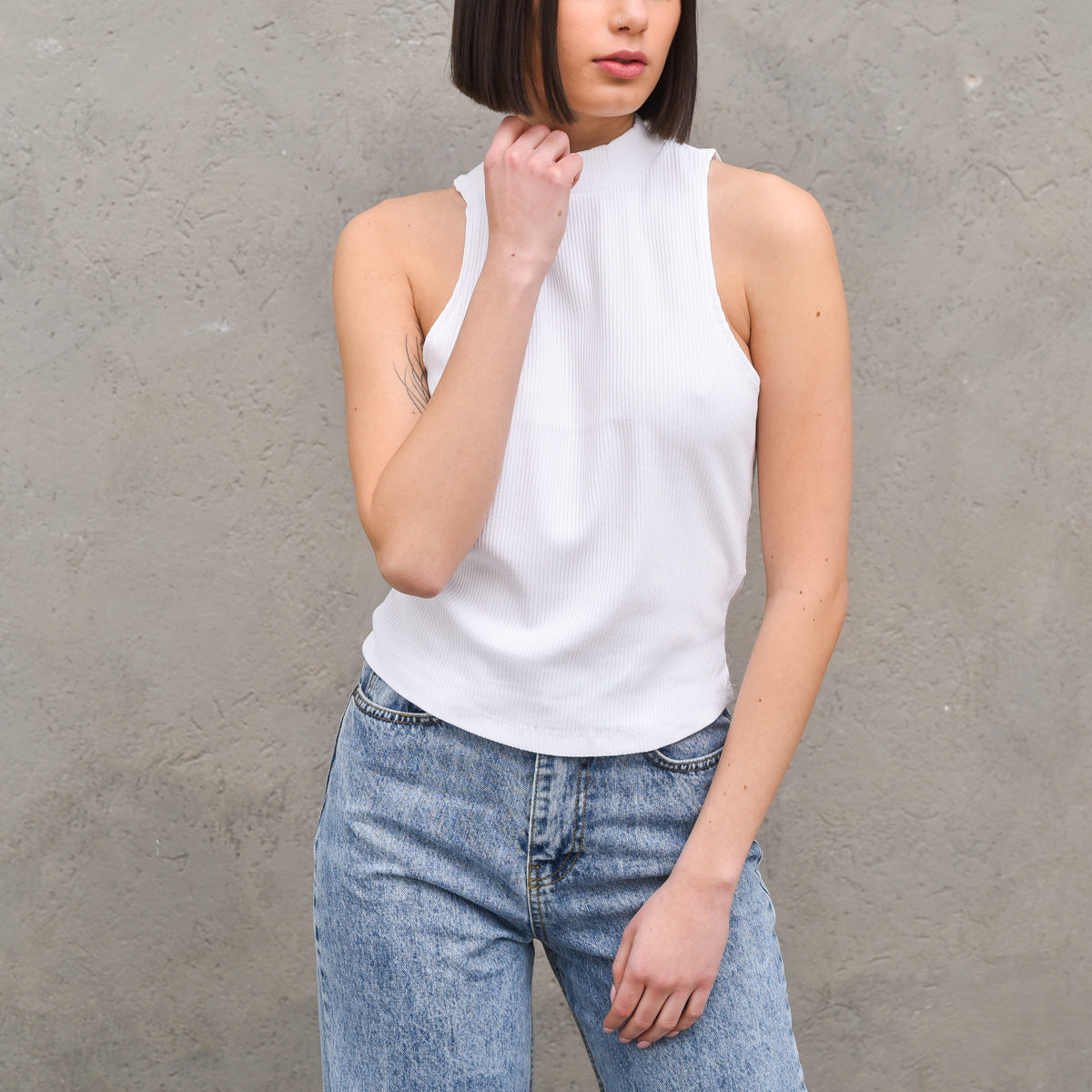 Ribbed Jersey Top - White — 6