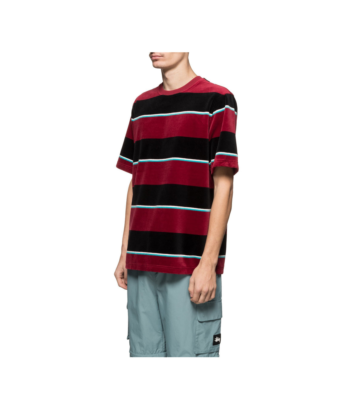 Velour Stripe Crew - Wine — 3