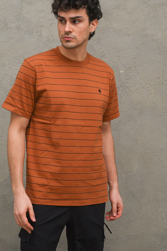 S/s Dentont T-shirt - Denton Stripe Rum/Black