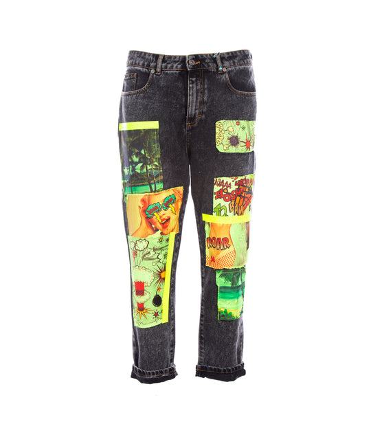 Jeans Patch Fumetto - Colore Unico