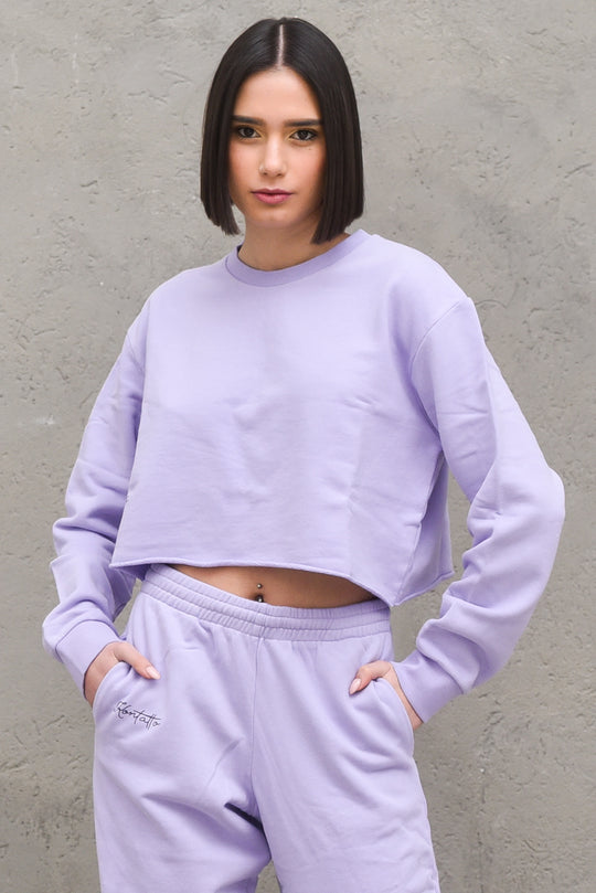 Felpa Girocollo Cropped - Lilla