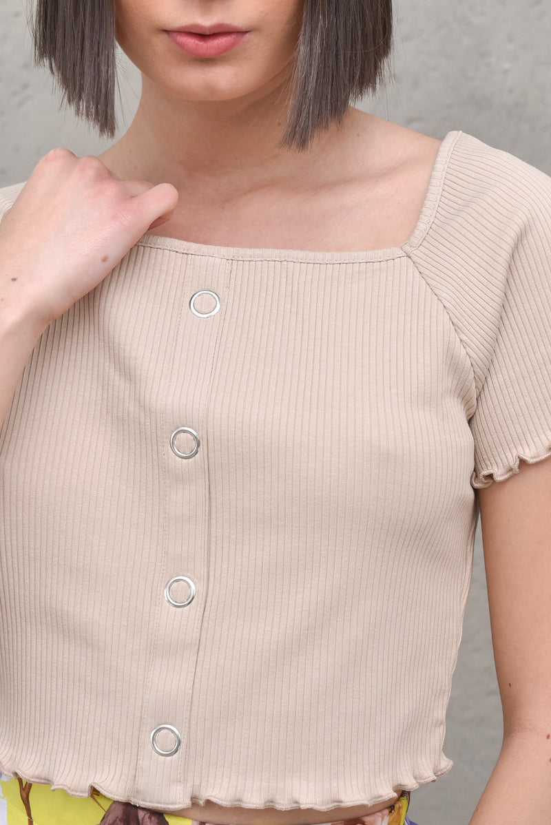 Babylock Ruffle Top - Light Beige — 2