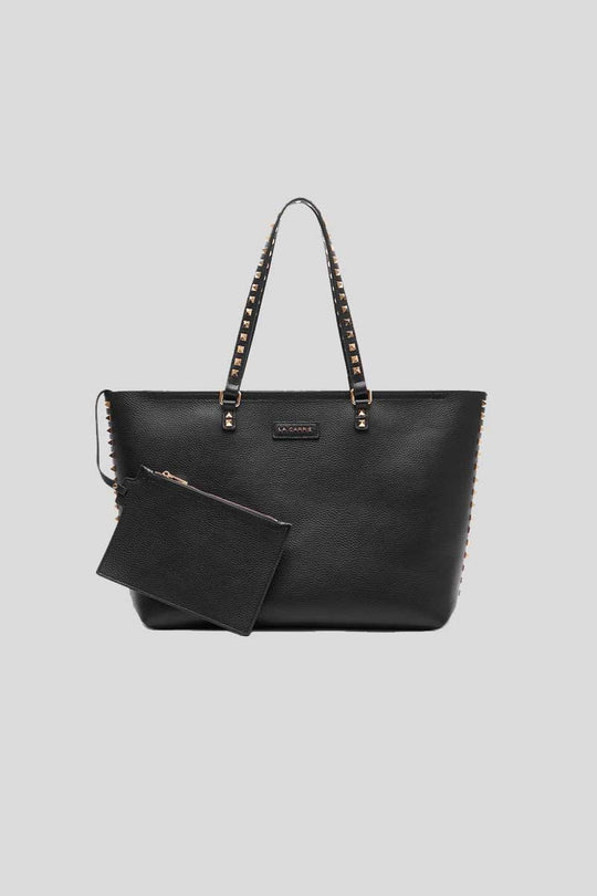Studs Rose Shopper Bag Bot. Pelle - Black